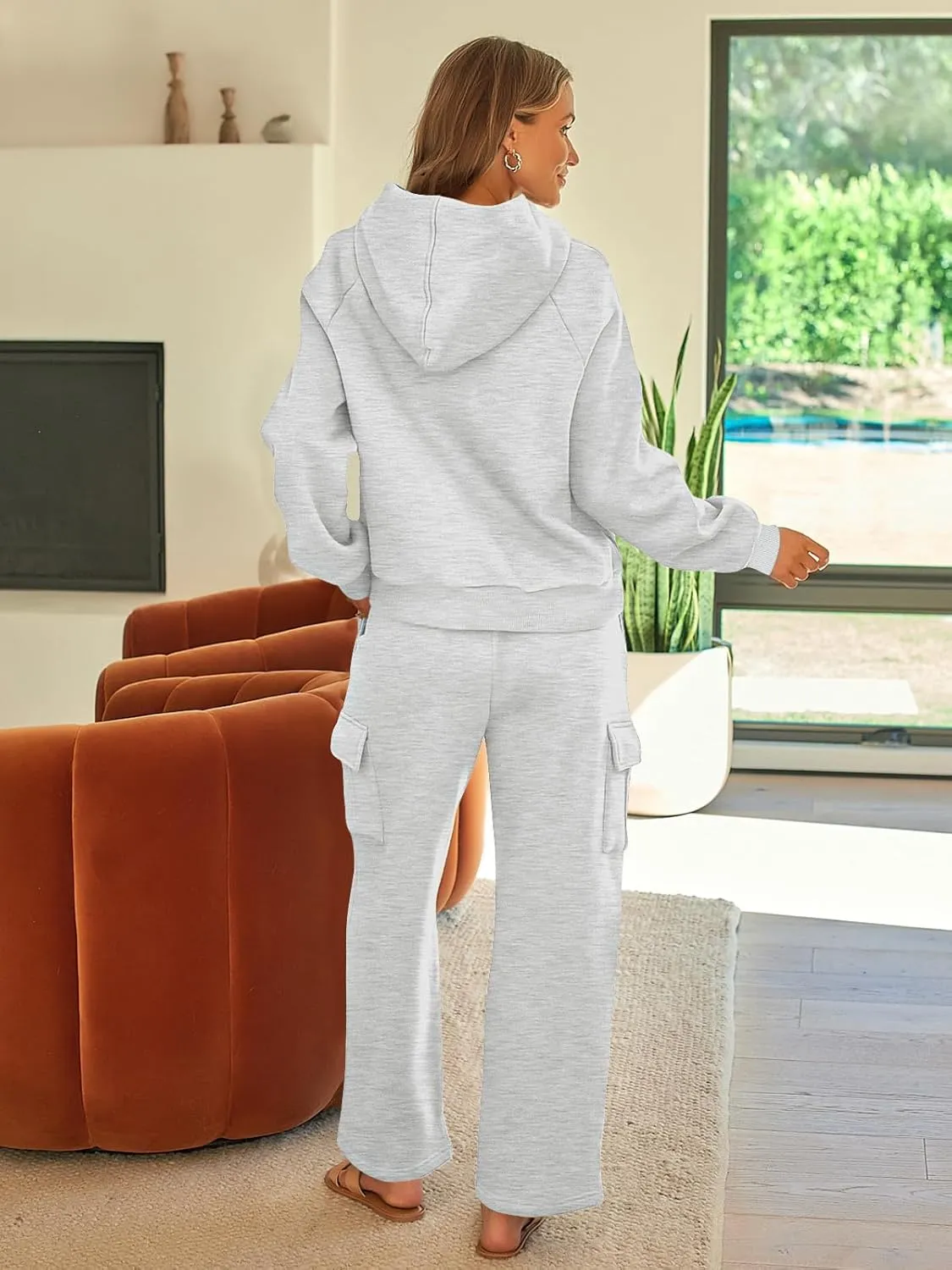 AUTOMET Womens Winter 2 Piece Outfits Long Sleeve Sweatsuits Fall Sets Hoodies with Cargo Wide Leg Sweatpants 2025