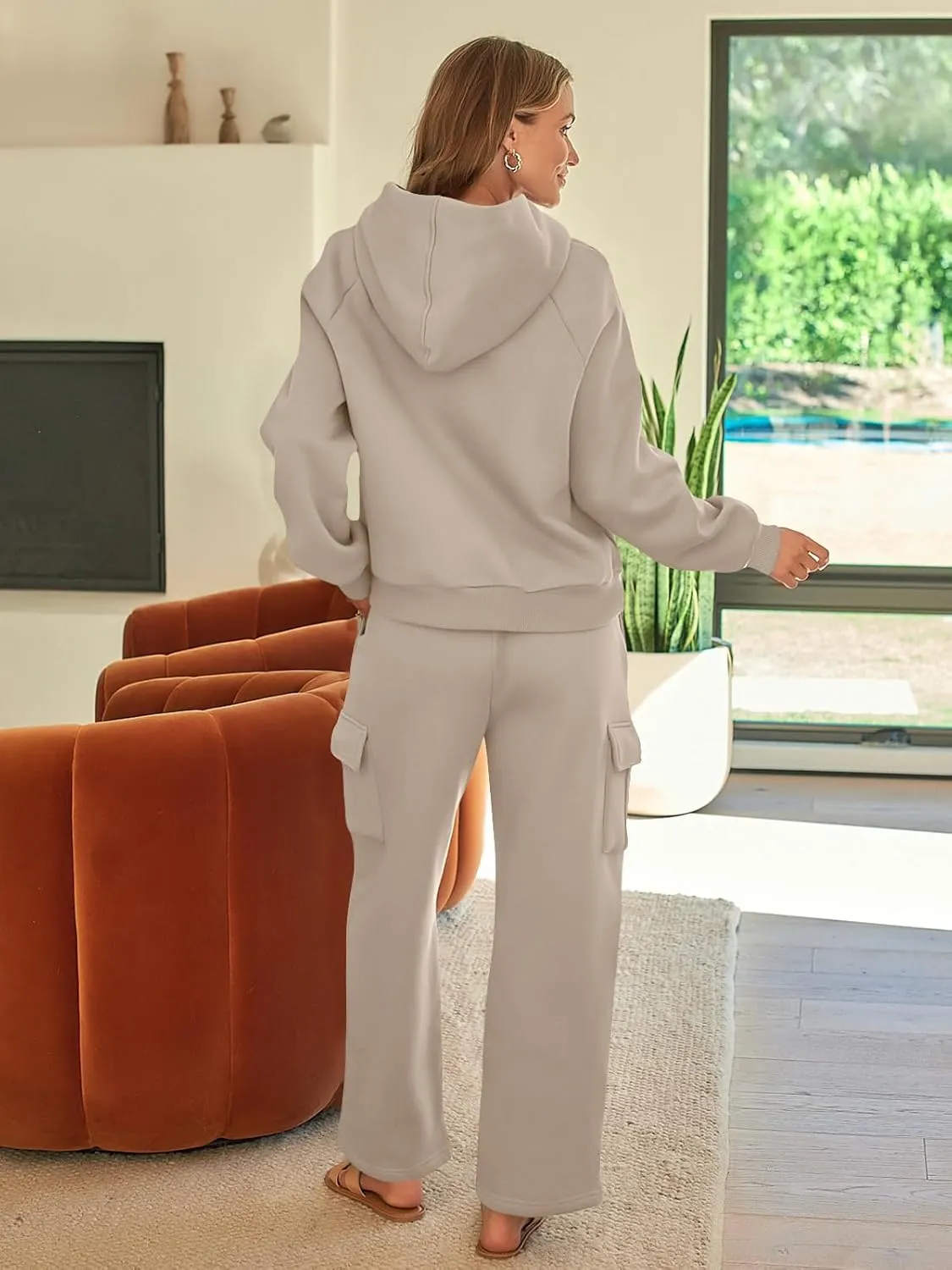 AUTOMET Womens Winter 2 Piece Outfits Long Sleeve Sweatsuits Fall Sets Hoodies with Cargo Wide Leg Sweatpants 2025