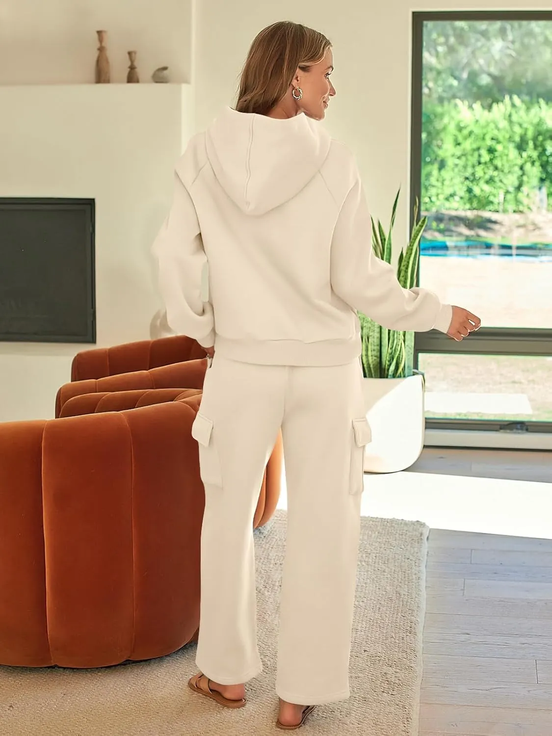AUTOMET Womens Winter 2 Piece Outfits Long Sleeve Sweatsuits Fall Sets Hoodies with Cargo Wide Leg Sweatpants 2025