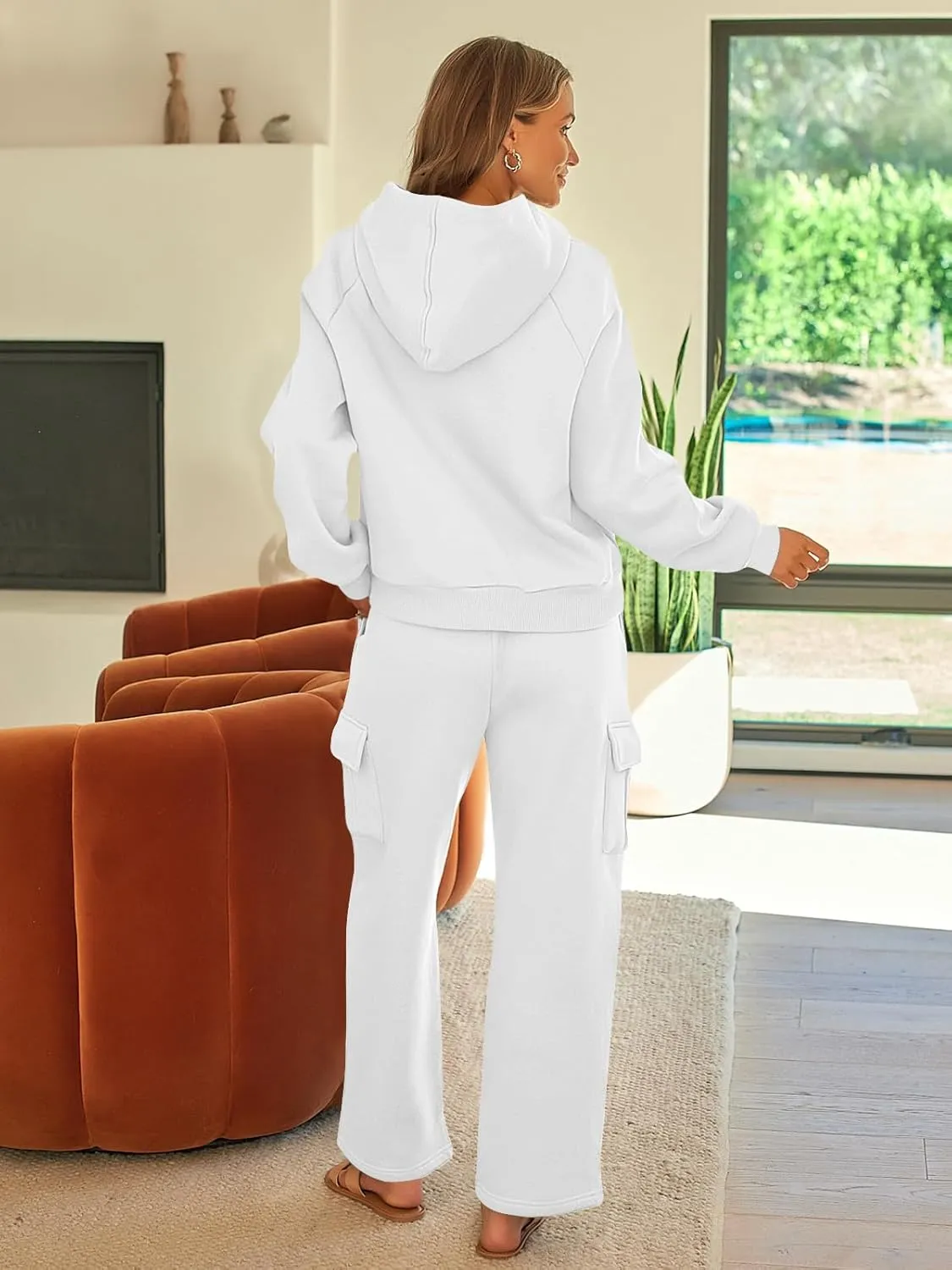AUTOMET Womens Winter 2 Piece Outfits Long Sleeve Sweatsuits Fall Sets Hoodies with Cargo Wide Leg Sweatpants 2025