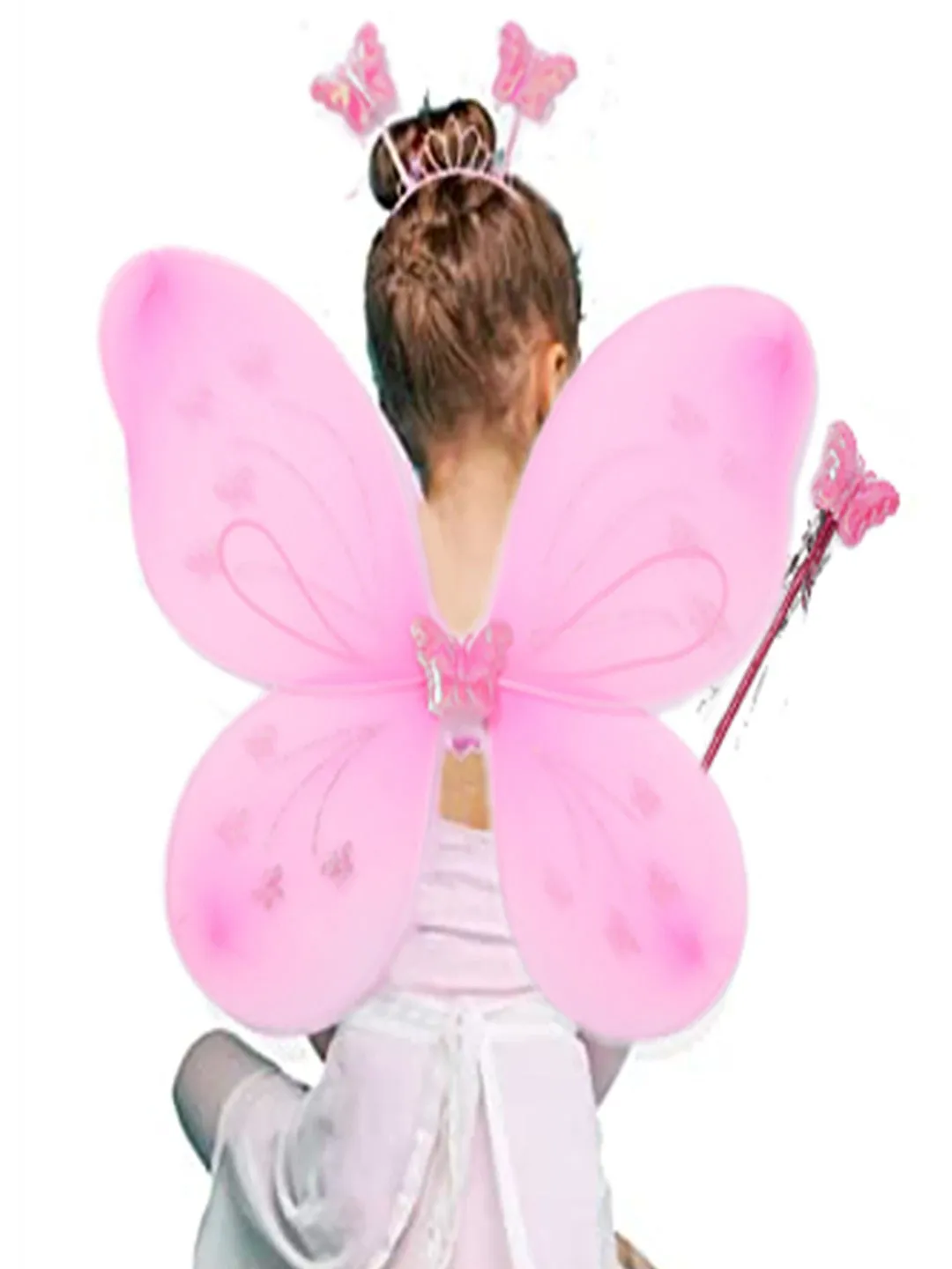 Babymoon Butterfly Fairy Angel Costumes Baby Wings Photography Props - Set of 3 | 6 Month To 10 Years | Pink