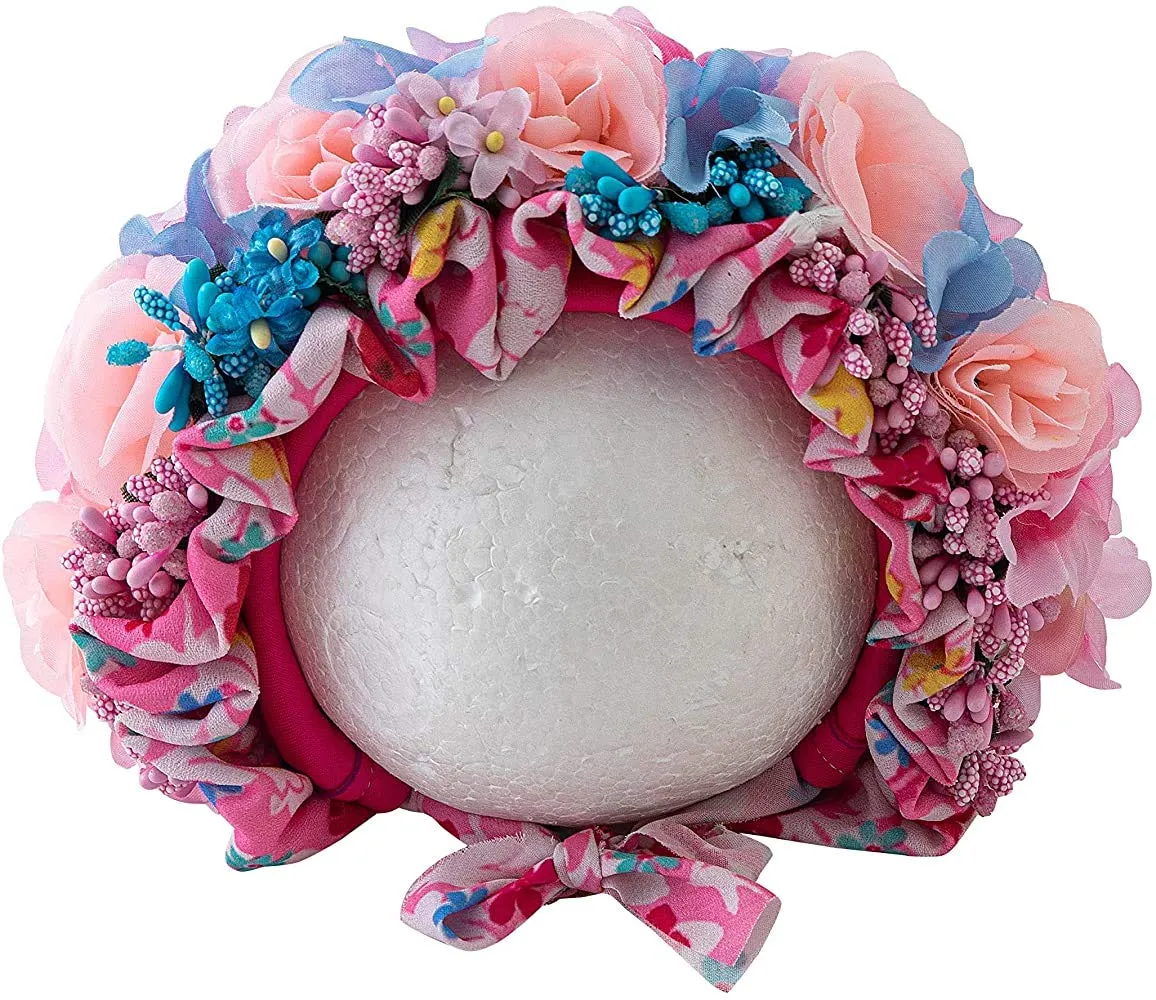 Babymoon Floral Bonnet New Born Baby Photography Shoot Props Costumes - Pink
