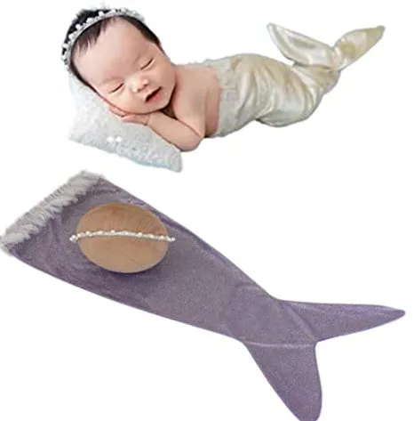 Babymoon Mermaid with Hairband Baby Photography Costume -Purple