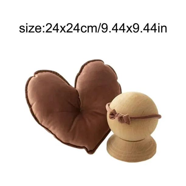 Babymoon | Set of 2 | Heart Shaped Pillow With Hairband | Baby Photoshoot Props | Posing Aids | Dark Brown