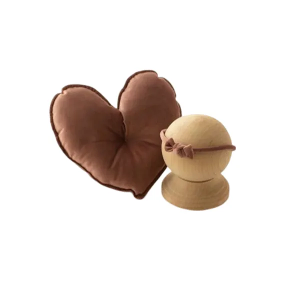 Babymoon | Set of 2 | Heart Shaped Pillow With Hairband | Baby Photoshoot Props | Posing Aids | Dark Brown