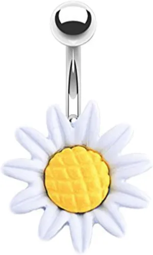 Belly Rings for Women, Stainless Steel Sunflower Belly Button Jewelry, Piercing Body Jewelry for Women