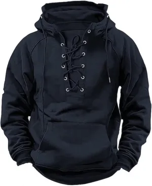 Big And Tall Men's Blue Cotton/Polyester Classic Hooded Sweatshirt