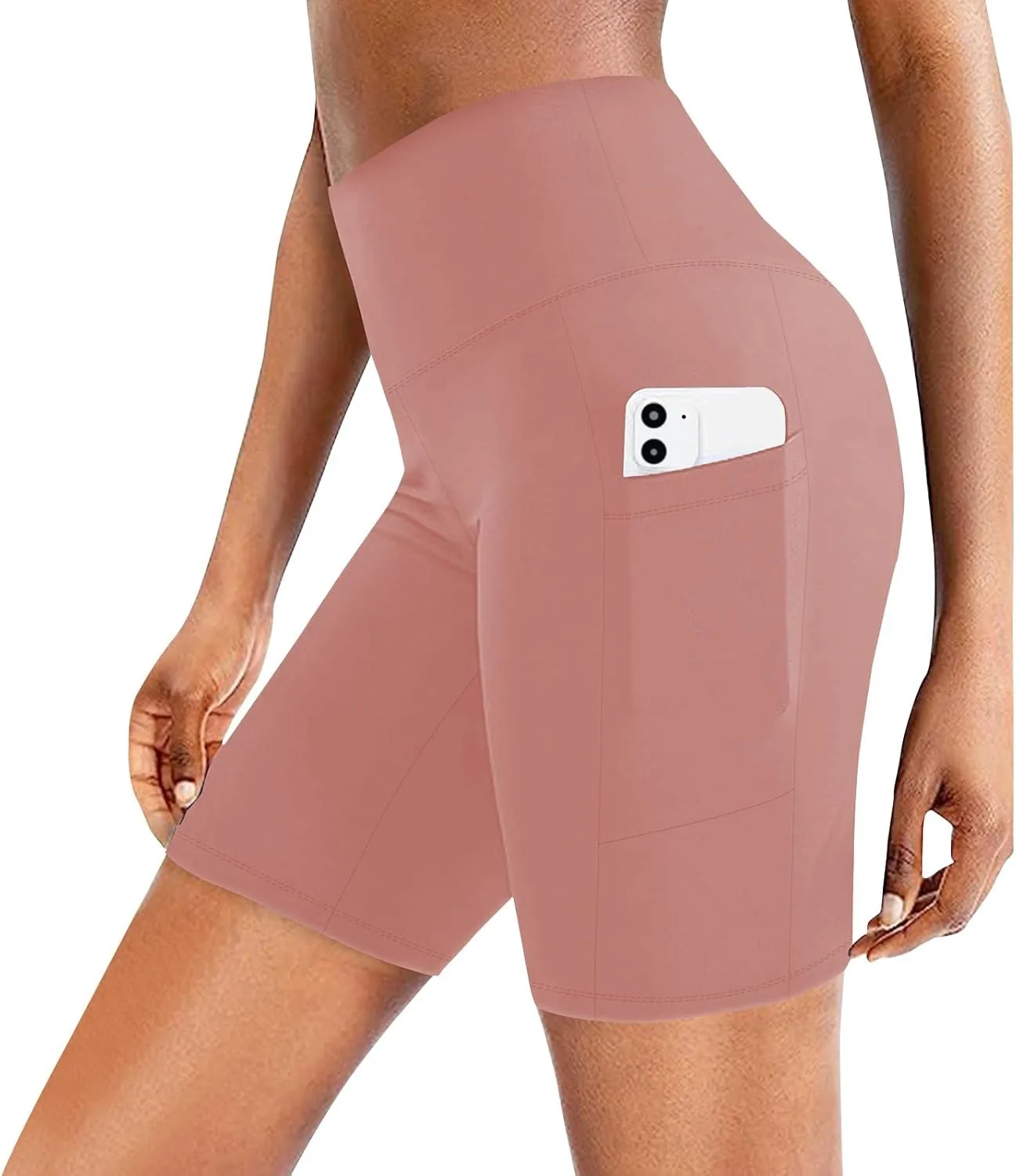 Biker Shorts Women Tummy Control High Waisted Compression Yoga Shorts with Pockets Athletic Running Workout Shorts