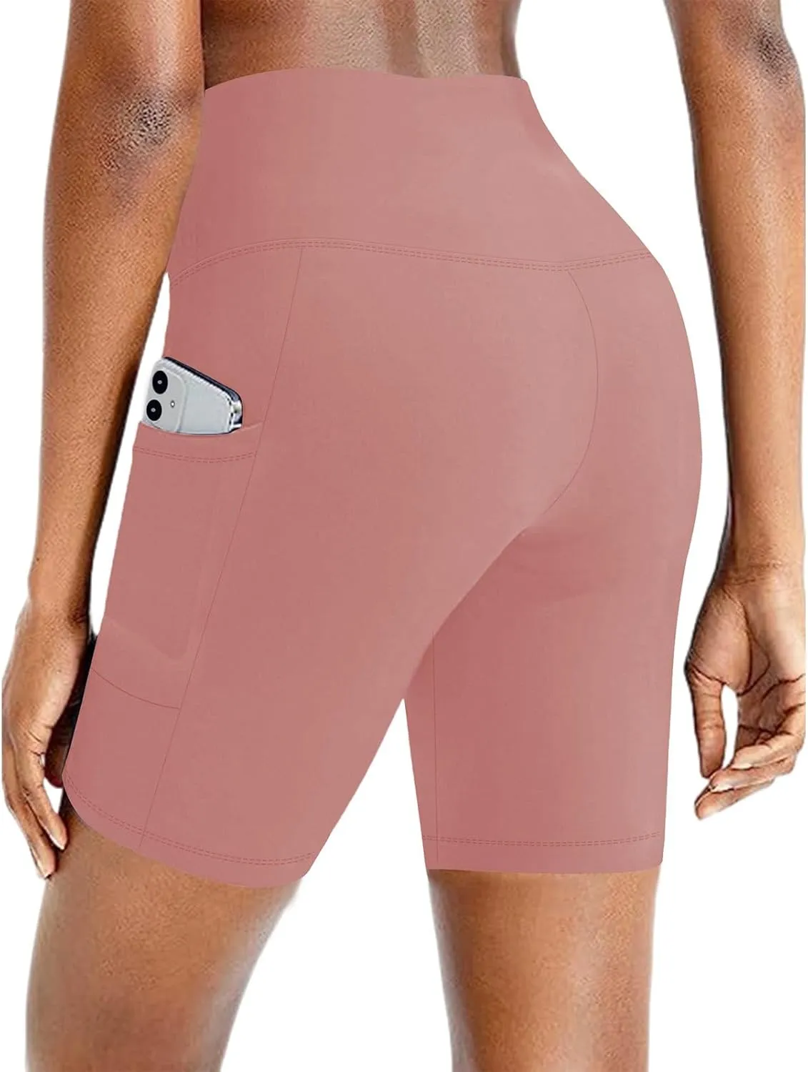 Biker Shorts Women Tummy Control High Waisted Compression Yoga Shorts with Pockets Athletic Running Workout Shorts