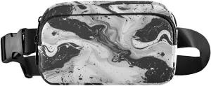 Black and White Marble Fanny Packs for Women Men, Fashion Belt Bag Waterproof Waist Pack Crossbody Bags with Adjustable Strap for Workout Running Hiking