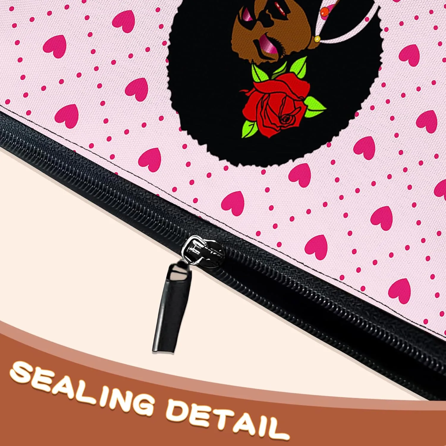 Black Girl Cosmetic Bags Afro African American Ladies Makeup Bags Toiletry Bag Large Capacity Organizer Pouch with Zipper Travel Accessories for Women Girls