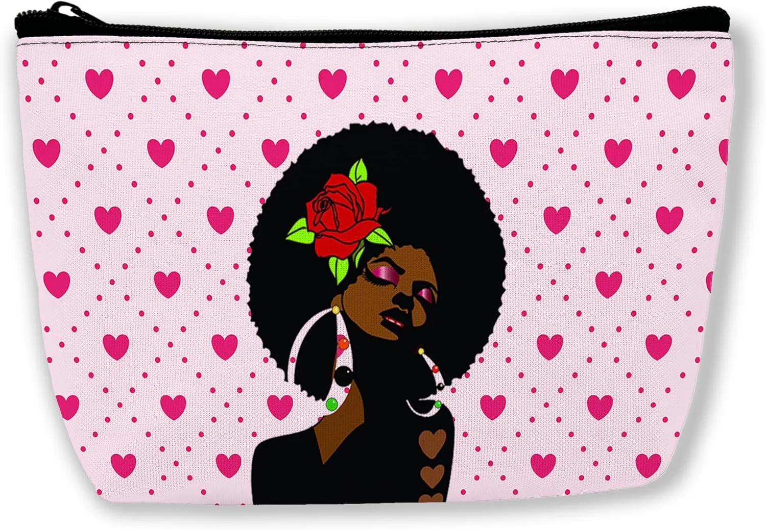 Black Girl Cosmetic Bags Afro African American Ladies Makeup Bags Toiletry Bag Large Capacity Organizer Pouch with Zipper Travel Accessories for Women Girls