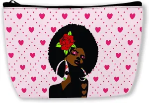 Black Girl Cosmetic Bags Afro African American Ladies Makeup Bags Toiletry Bag Large Capacity Organizer Pouch with Zipper Travel Accessories for Women Girls