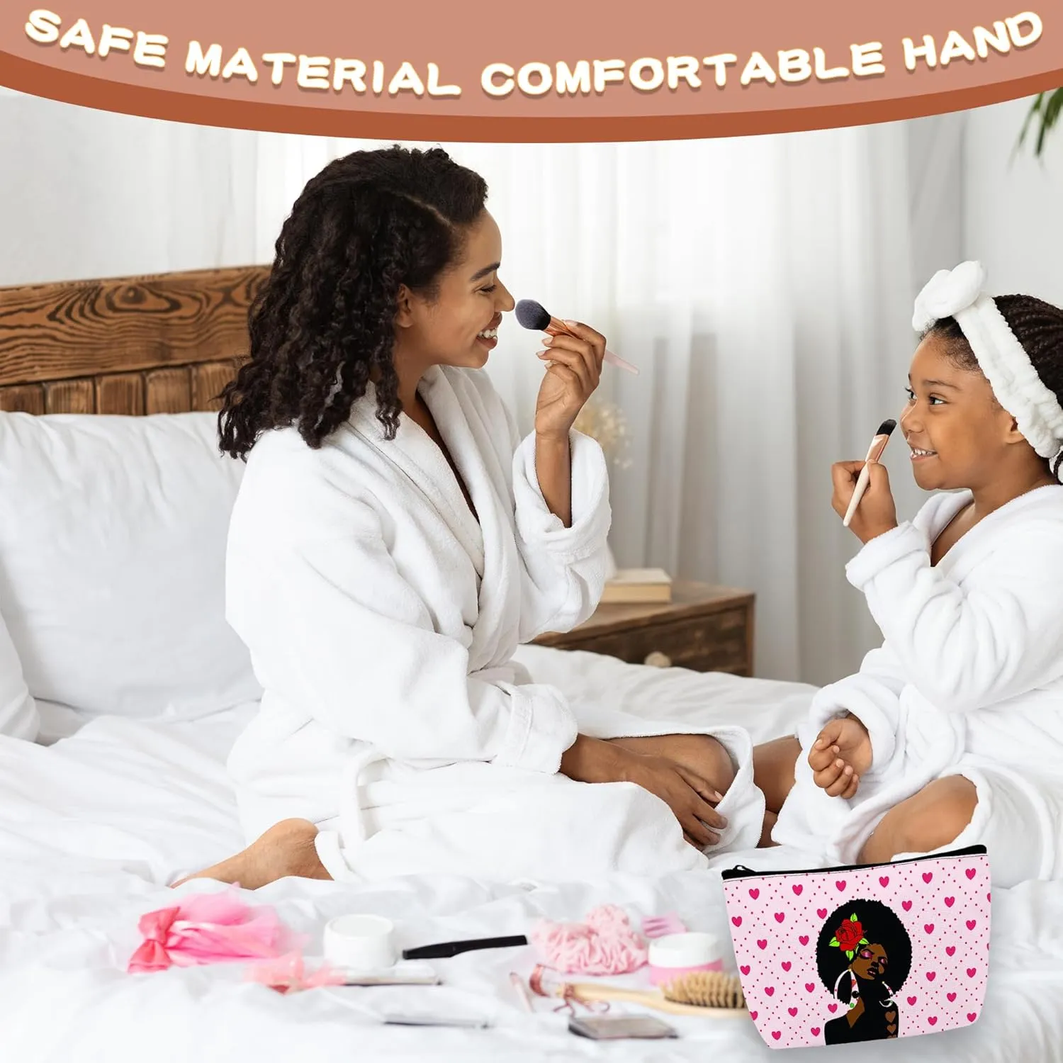 Black Girl Cosmetic Bags Afro African American Ladies Makeup Bags Toiletry Bag Large Capacity Organizer Pouch with Zipper Travel Accessories for Women Girls