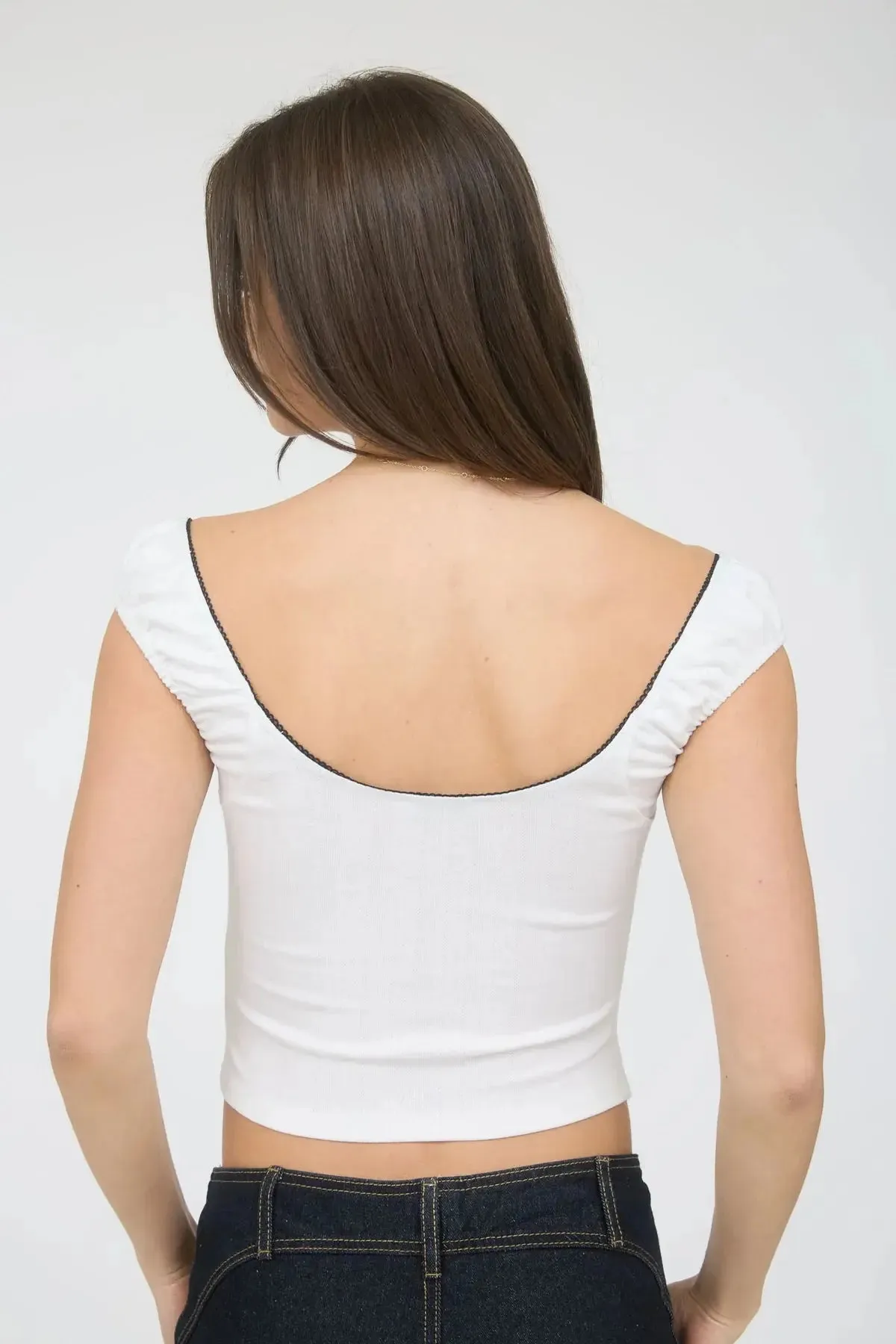 Blu Pepper Lovely Times Top  Sweetheart Cropped Knit with Bow Detail