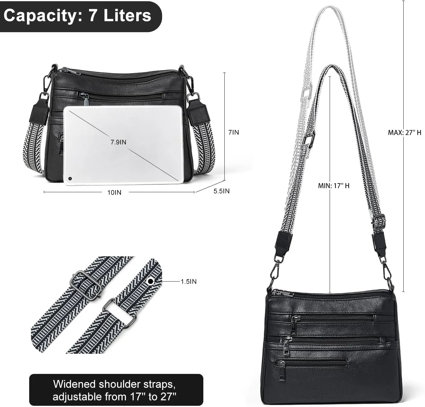 Bluome Crossbody Purses for Women, Vegan Leather Shoulder Bag Handbags Medium Hobo Bag with Guitar Strap