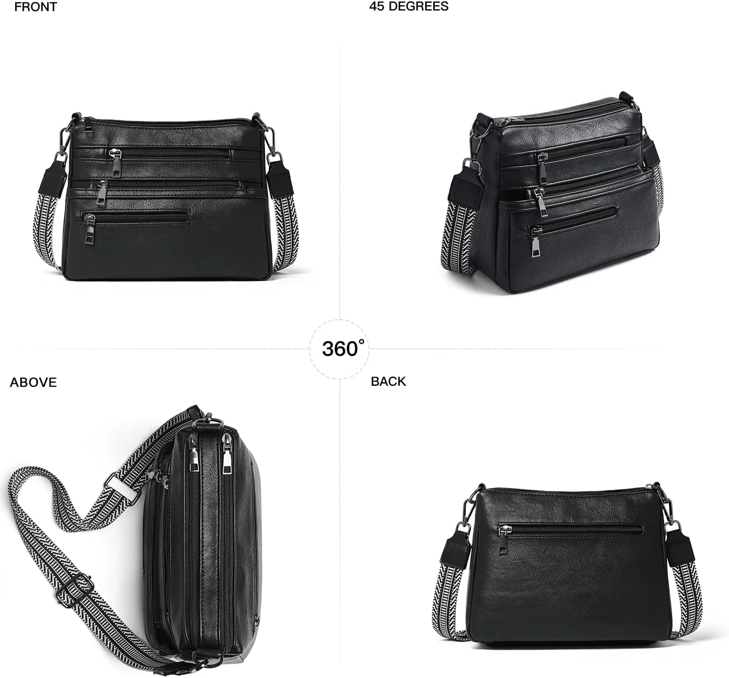Bluome Crossbody Purses for Women, Vegan Leather Shoulder Bag Handbags Medium Hobo Bag with Guitar Strap
