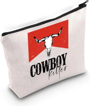 BLUPARK Cowboy Killer Cosmetic Bag Western Cowgirl Gift Women Wild Vintage Western Rodeo Zipper Pouch Bull Skull Graphic Bag (Cowboy Killer)