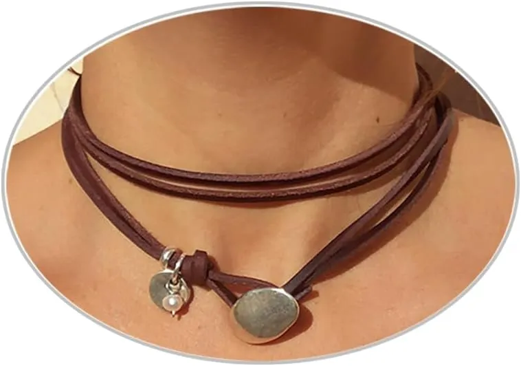 Boho Necklaces for Women Layered Leather Necklaces Suede Choker Necklace Vintage Bohemian Heart Necklace Turquoise Necklace Trendy Western Necklaces Jewelry Present