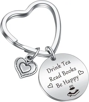 Book Lover Keychain - Unisex Tea Keychain Bibliophile Jewelry Writer Jewelry Book Nerd Gifts for Women