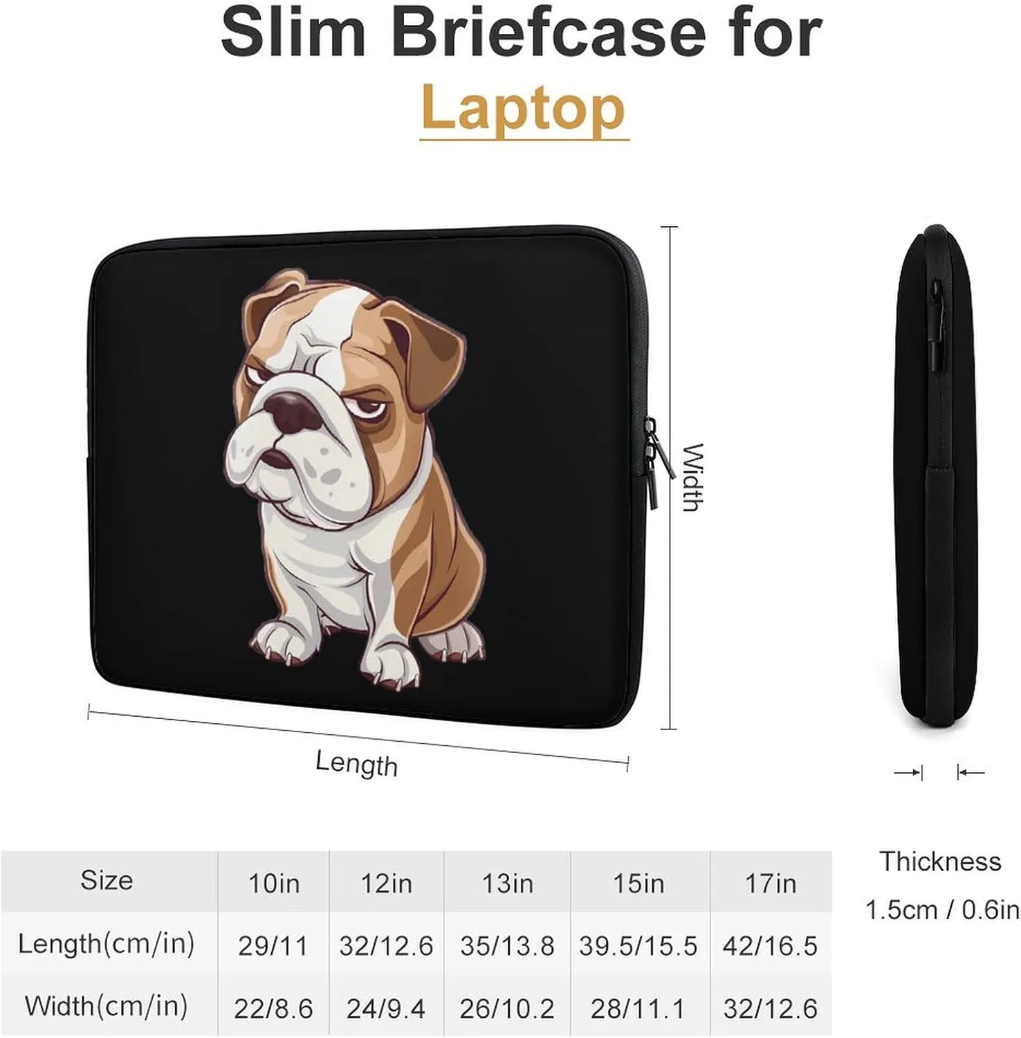 Bull Dog Fuck You Personalized Laptop Bag Business Casual Laptop Cases Slim Computer Bag Briefcase
