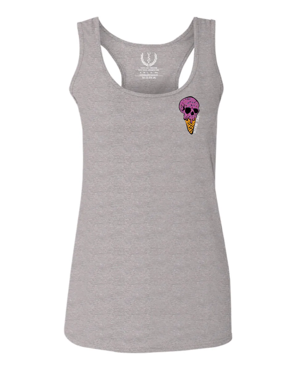 Candy Ice Cream Skull Summer Cool Graphic Till Death Obei Society  women's Tank Top sleeveless Racerback