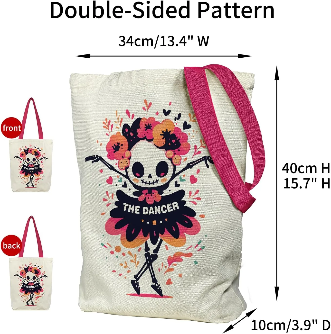 Canvas Tote Bag for Women, Tote Bag with Zipper Inner Pocket, Zippered Canvas Bag for Shopping Work Grocery Everyday