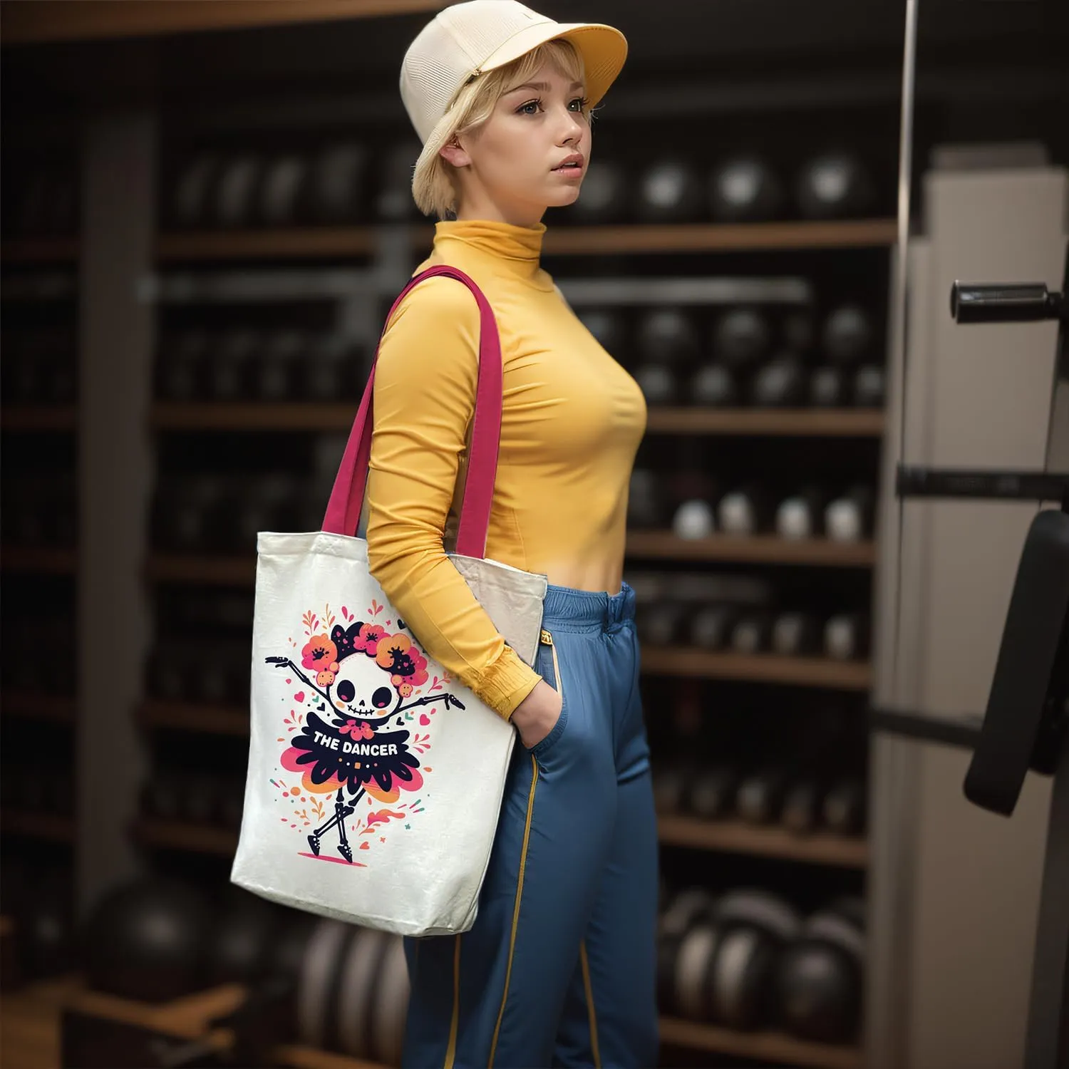 Canvas Tote Bag for Women, Tote Bag with Zipper Inner Pocket, Zippered Canvas Bag for Shopping Work Grocery Everyday