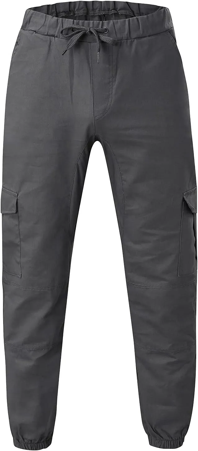 Cargo Pants for Men Big and Tall Men's Heavyweight Fleece Cargo Sweatpants Stretch Elastic Waist Jogger Sports Pants