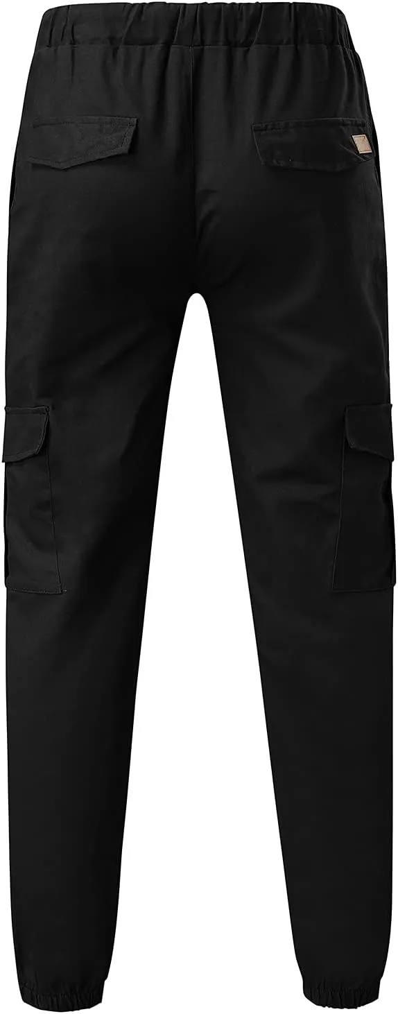 Cargo Pants for Men Relaxed Fit Multi-Pocket Cargo Pants Drawstring Sports Trousers Stretch Elastic Waist Gym Running