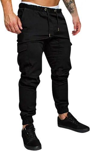 Cargo Pants for Men Relaxed Fit Multi-Pocket Cargo Pants Drawstring Sports Trousers Stretch Elastic Waist Gym Running