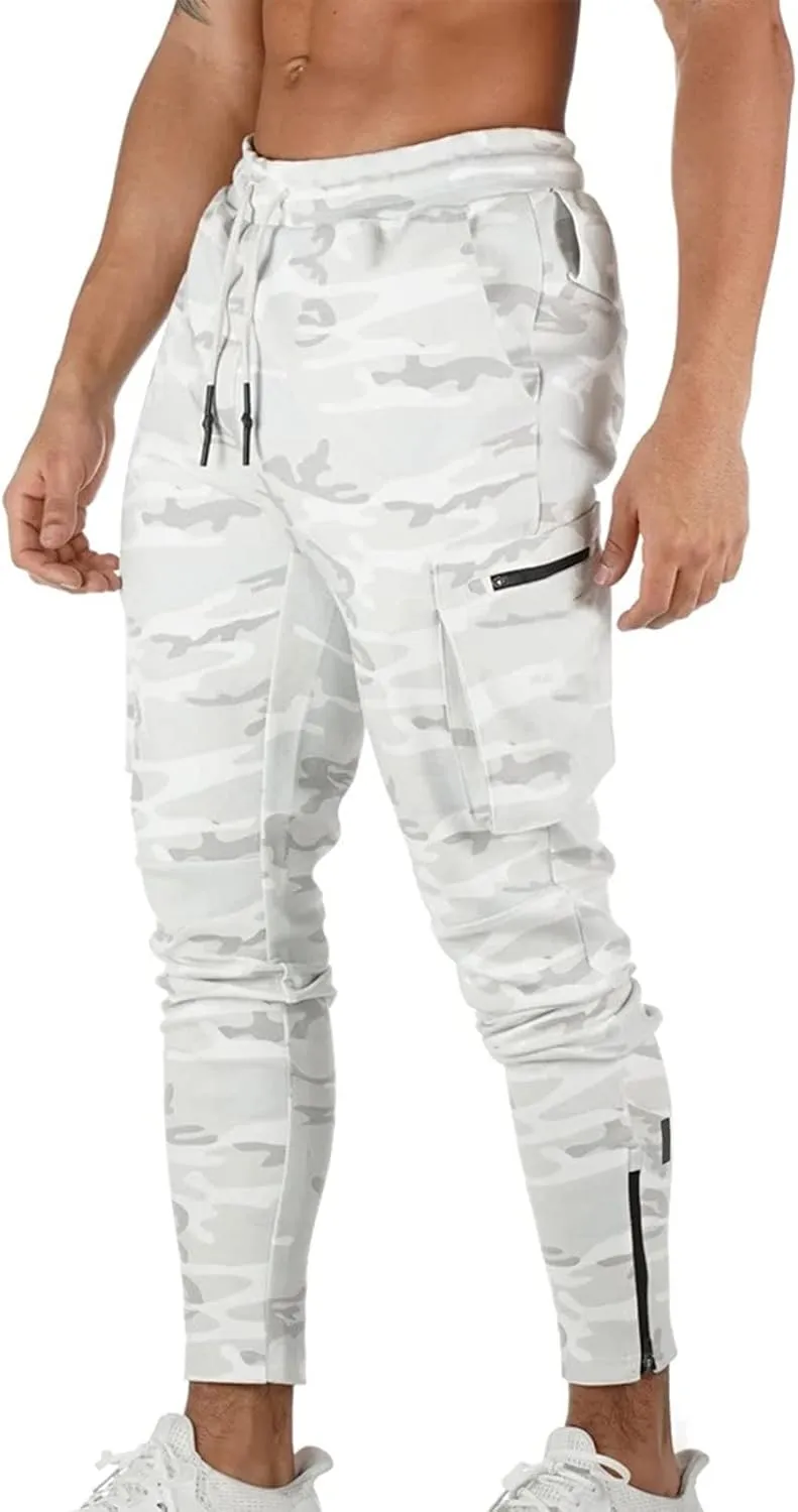 Cargo Pants for Men Relaxed Fit Pants Joggers for Men with Pockets Open Bottom Drawstring Men's Outdoor Work Military