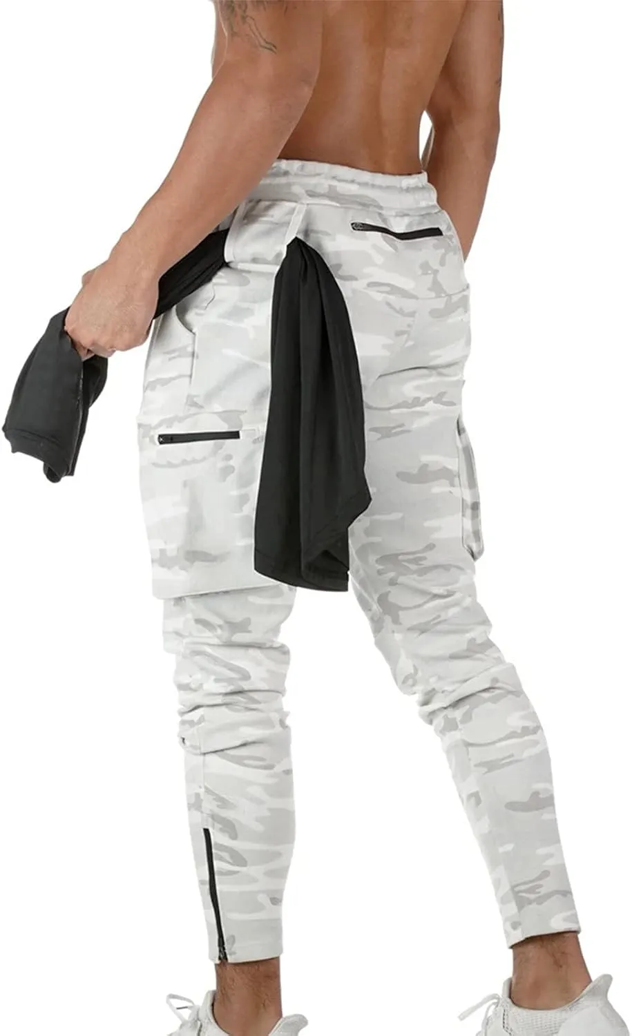 Cargo Pants for Men Relaxed Fit Pants Joggers for Men with Pockets Open Bottom Drawstring Men's Outdoor Work Military