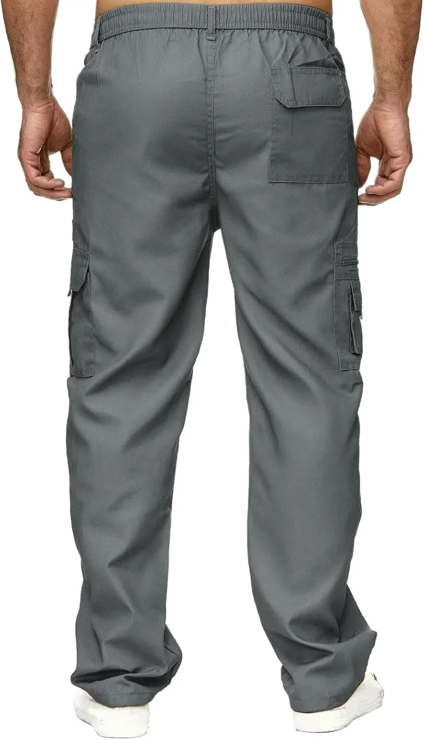 Cargo Pants for Men Relaxed Fit Pants Loose Fit Men's Classic-Fit Expandable-Waist Flat-Front Pant Mens Joggers with