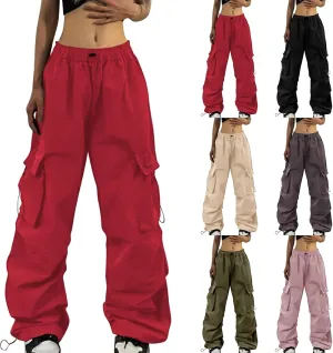 Cargo Pants Women Y2K Baggy Cargo Pants Parachute Pants Trendy Stretchy High Waist Wide Leg Trousers Jogger