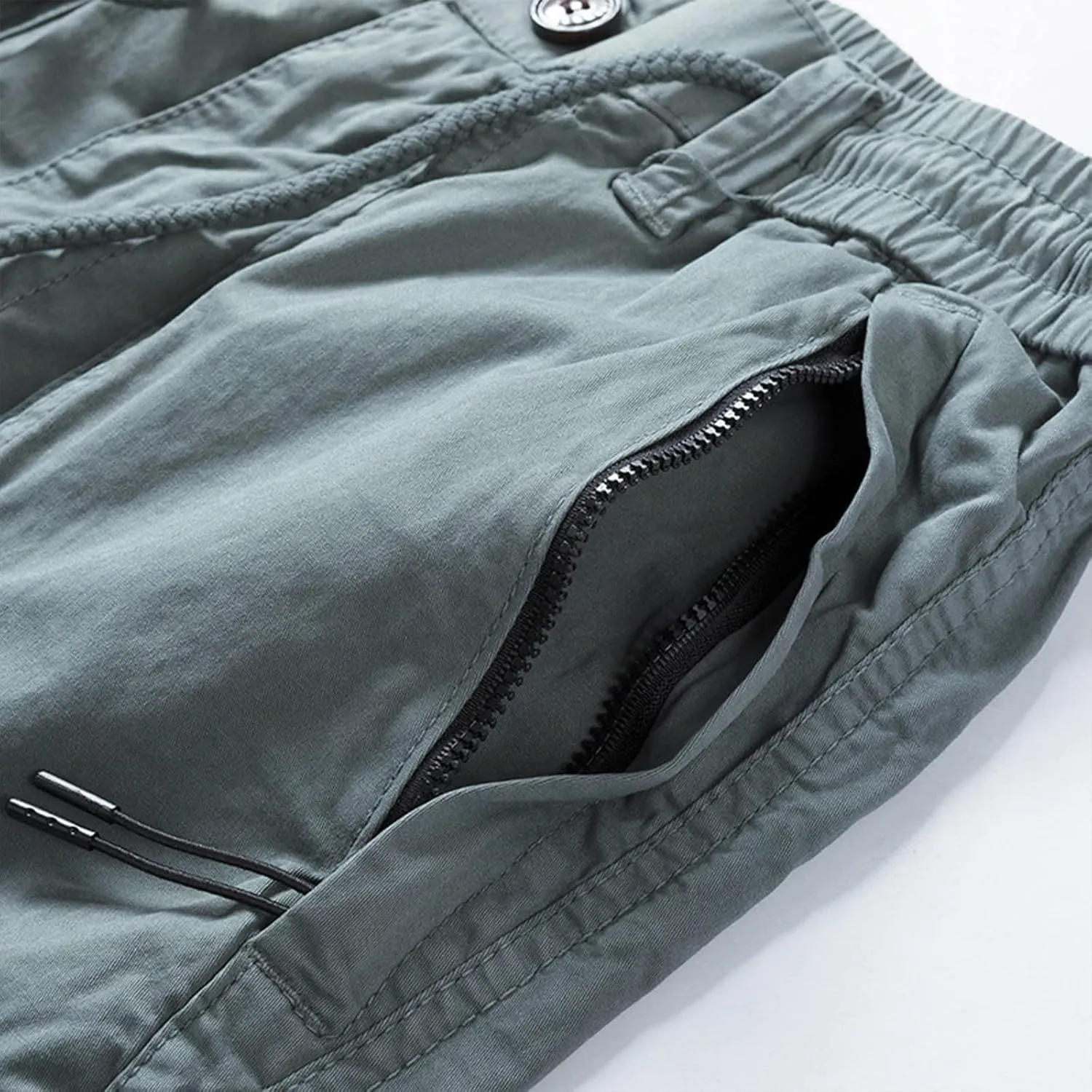 Cargo Shorts for Men Relaxed Fit Drawstring Elastic Waist Multi Pockets Tooling Shorts Classic-Fit Utility Shorts