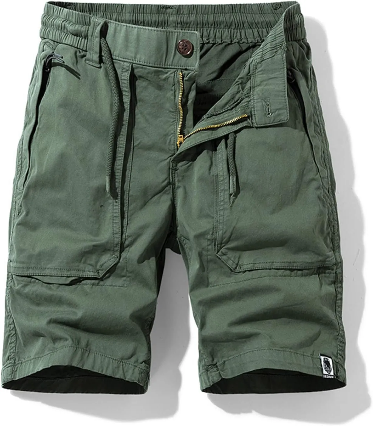 Cargo Shorts for Men Relaxed Fit Drawstring Elastic Waist Multi Pockets Tooling Shorts Classic-Fit Utility Shorts