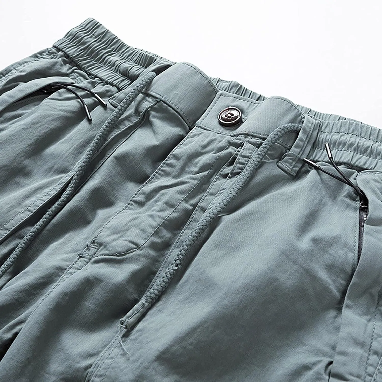 Cargo Shorts for Men Relaxed Fit Drawstring Elastic Waist Multi Pockets Tooling Shorts Classic-Fit Utility Shorts