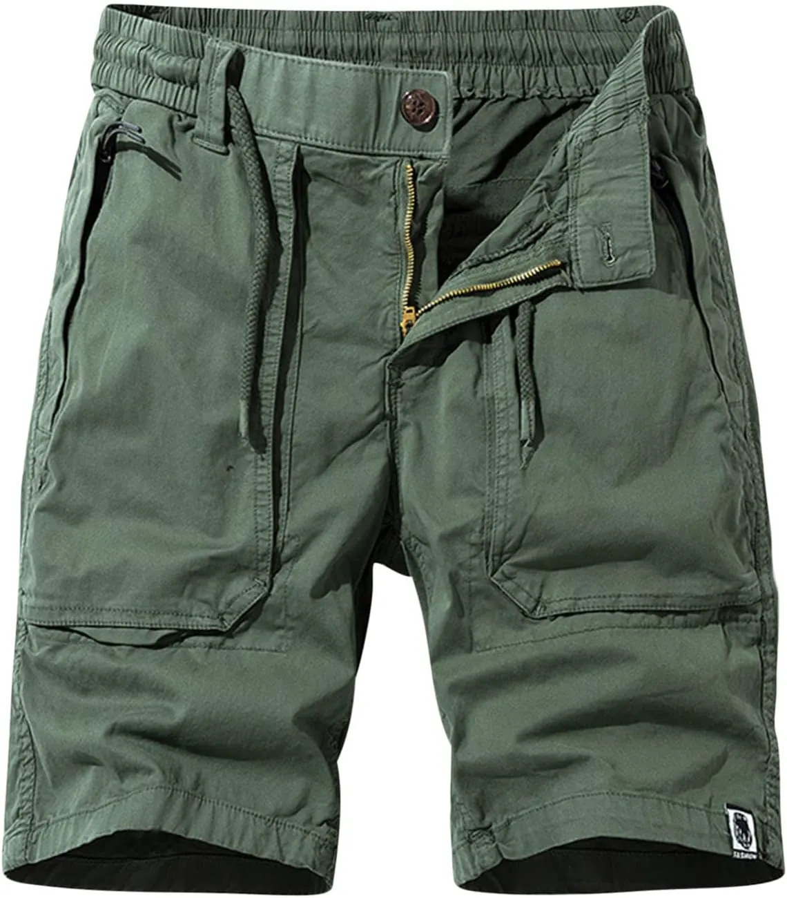 Cargo Shorts for Men Relaxed Fit Drawstring Elastic Waist Multi Pockets Tooling Shorts Classic-Fit Utility Shorts