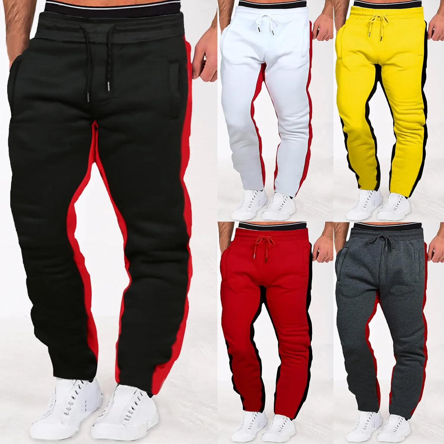 Cargo Sweatpants for Men Baggy Pants Drawstring Waist Workout Outdoor Jogger Sweatpants Men Joggers Chino Cargo Pants