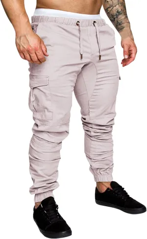Cargo Sweatpants for Men Big and Tall Fleece Joggers Elastic Waist Baggy Drawstring Trousers Sweat Pants with Pockets