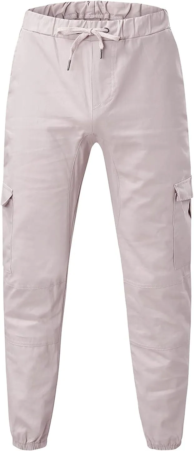 Cargo Sweatpants for Men Big and Tall Fleece Joggers Elastic Waist Baggy Drawstring Trousers Sweat Pants with Pockets