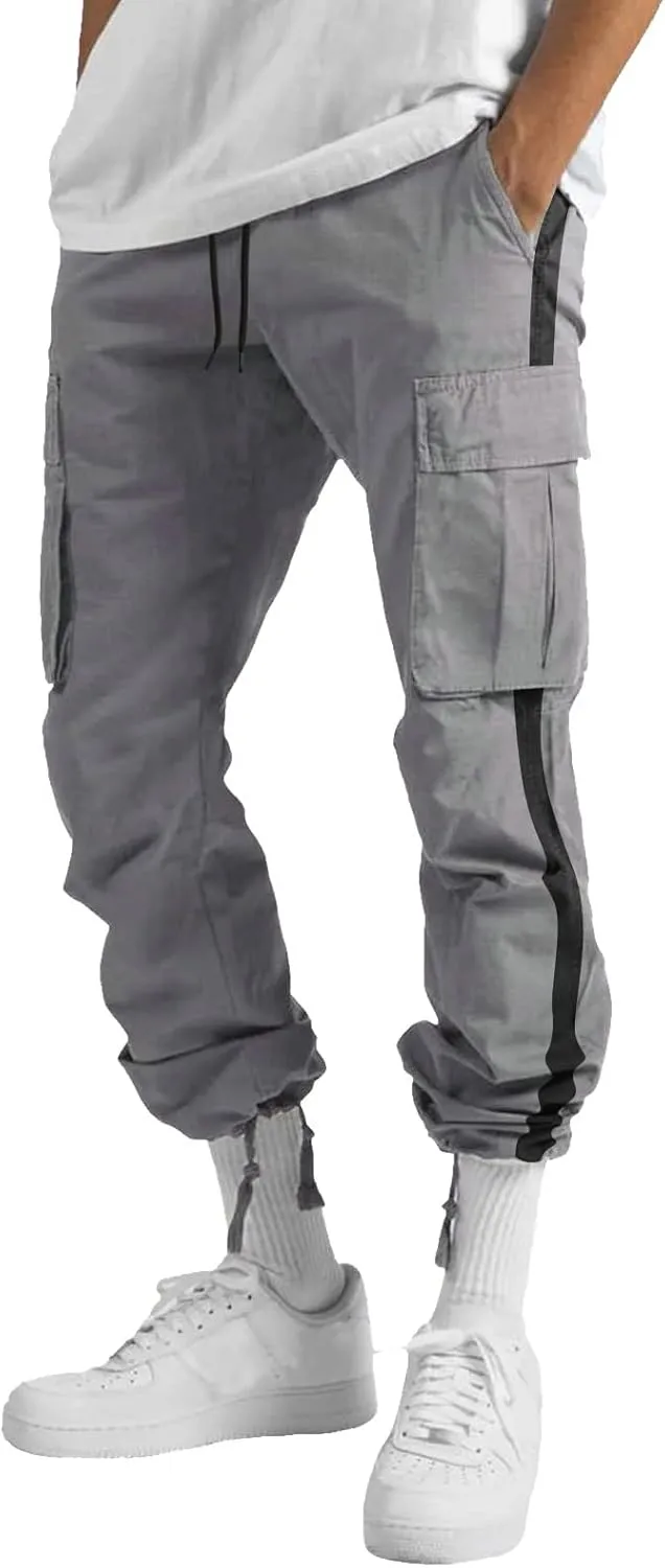 Cargo Sweatpants for Men Big and Tall Pants for Men Work Pants Men's Heavyweight Fleece Cargo Sweatpants Open Bottom