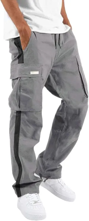 Cargo Sweatpants for Men Big and Tall Pants for Men Work Pants Men's Heavyweight Fleece Cargo Sweatpants Open Bottom