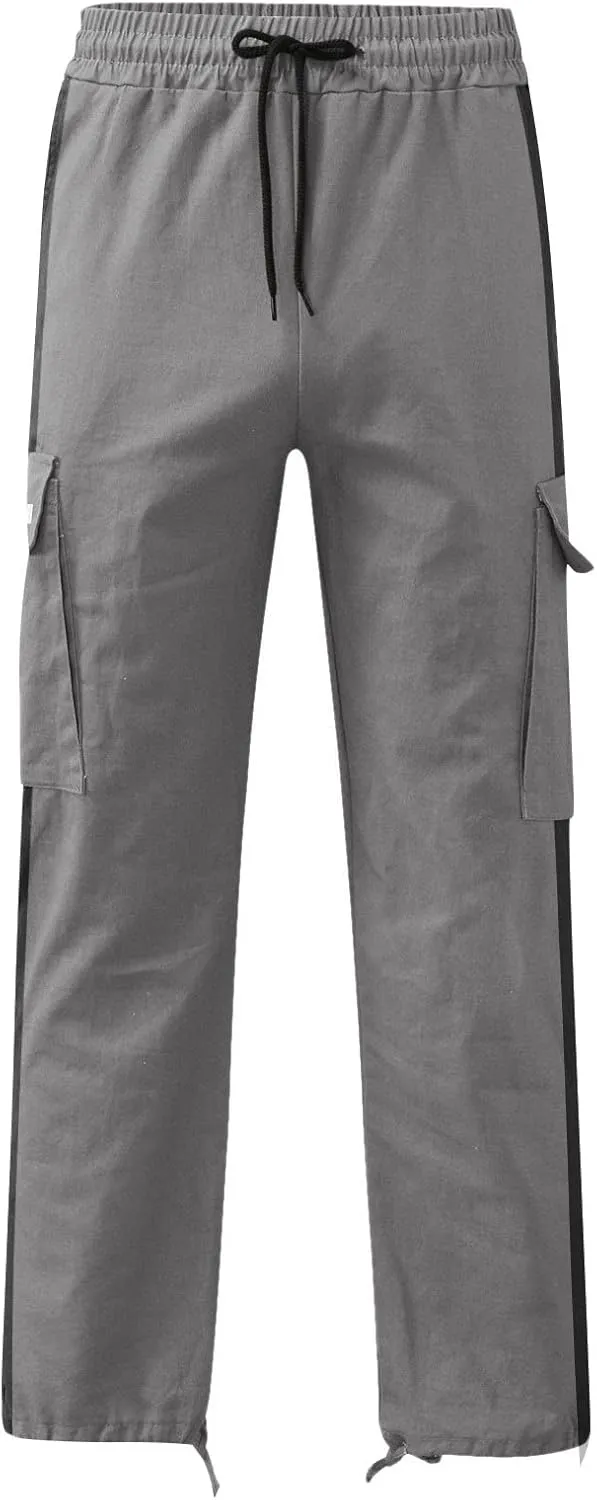 Cargo Sweatpants for Men Big and Tall Pants for Men Work Pants Men's Heavyweight Fleece Cargo Sweatpants Open Bottom