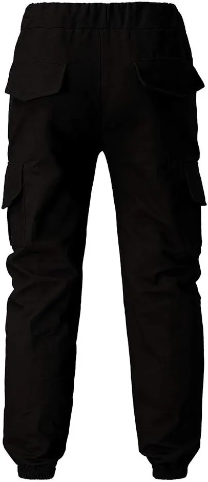 Cargo Trousers for Men Casual Jogger Sweatpants for Men Multi-Pocket Cargo Pants Drawstring Sports Trousers Stretch