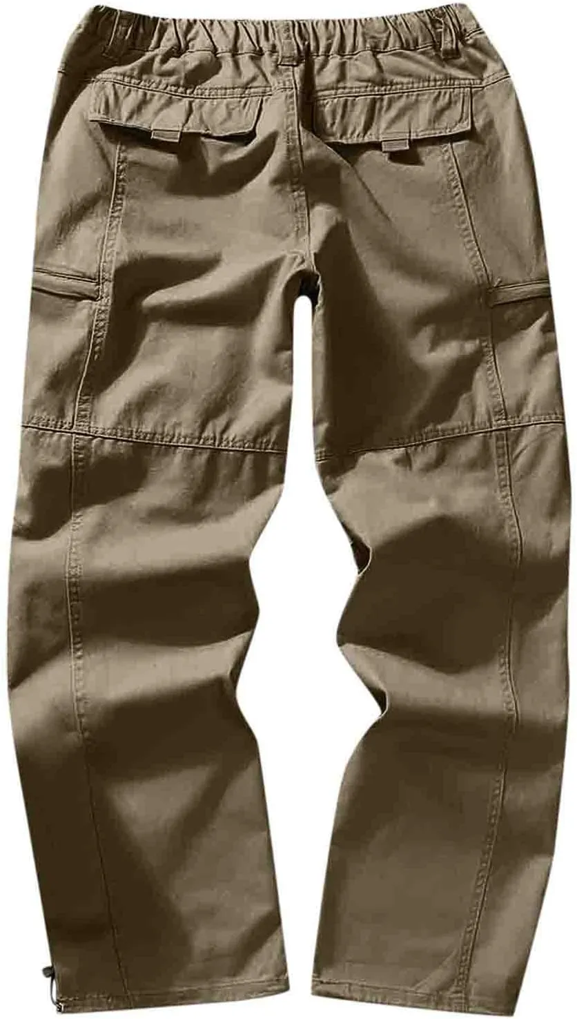Cargo Trousers for Men with Pockets Mens Cargo Pants Casual Drawstring Athletic Jogger Sports Outdoor Trousers Mens
