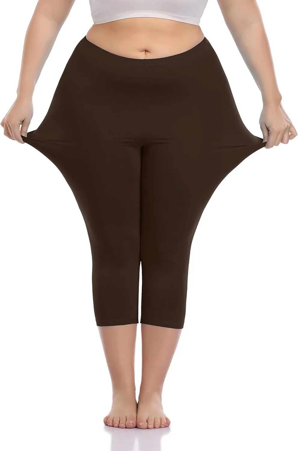 Cheapestbuy Women's Plus Size Capri Leggings Lightweight Soft Crop Leggings Basic Capris Yoga Pants