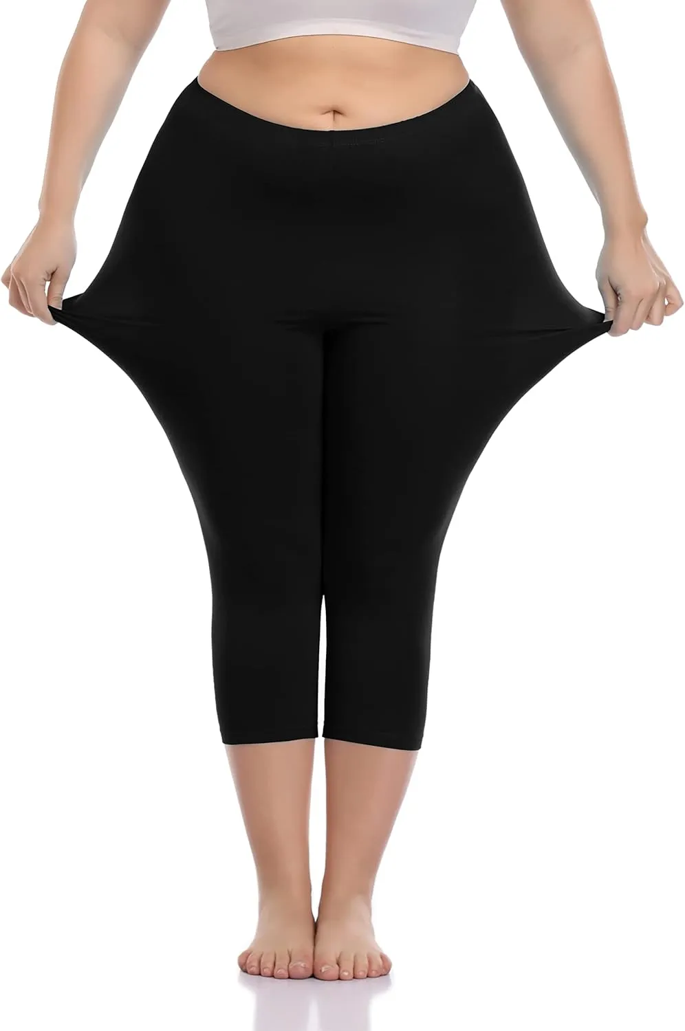 Cheapestbuy Women's Plus Size Capri Leggings Lightweight Soft Crop Leggings Basic Capris Yoga Pants