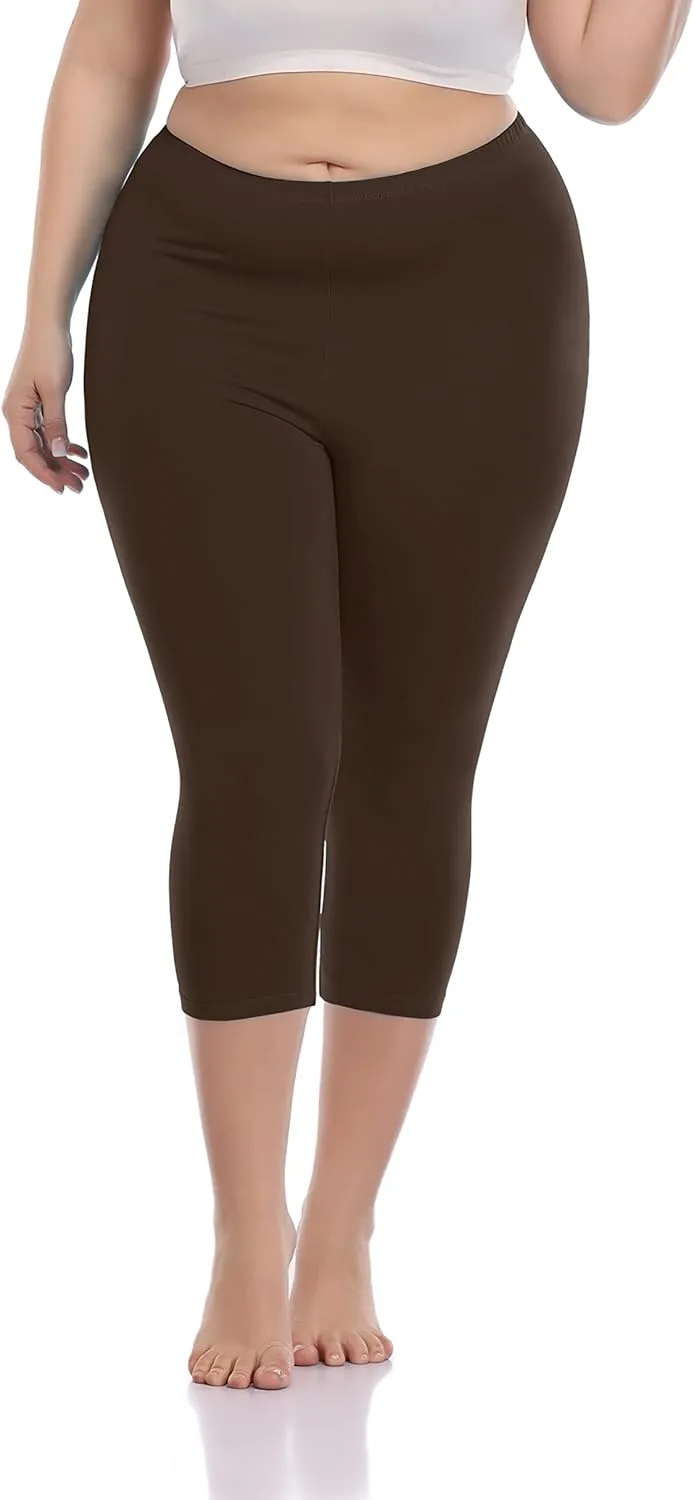 Cheapestbuy Women's Plus Size Capri Leggings Lightweight Soft Crop Leggings Basic Capris Yoga Pants